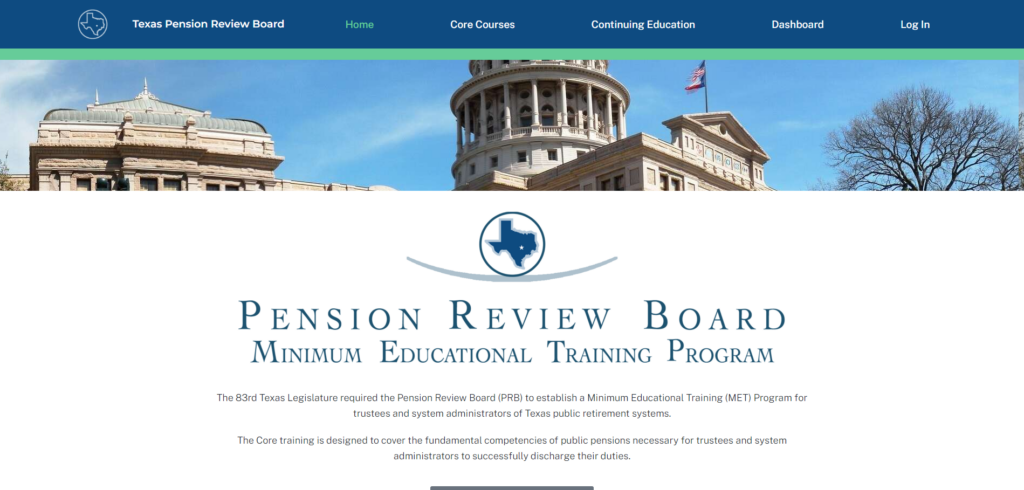 Texas pension reviewborad educational website hero image